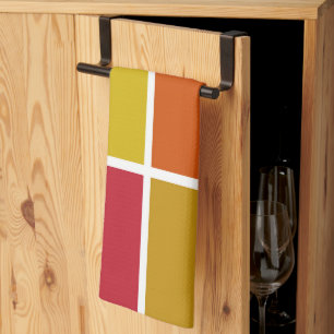 Red, Yellow, Gold and Orange Squares Kitchen Towel