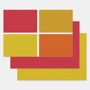 Red, Yellow, Gold and Orange Squares Wrapping Paper Sheet