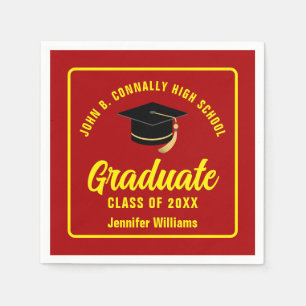 Red Yellow Graduate Custom Graduation Party Napkin