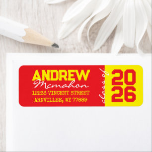 Red & Yellow Graduation Return Address Labels