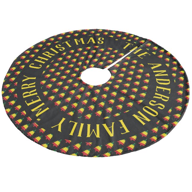 Red Yellow Green Black Christmas Tree Rasta Fleece Tree Skirt (Angled)