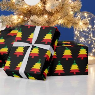 Red Yellow Green Black Rasta Christmas Tree Wrapping Paper
