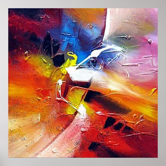 Red Yellow Green Blue Abstract Painting Poster (Front)