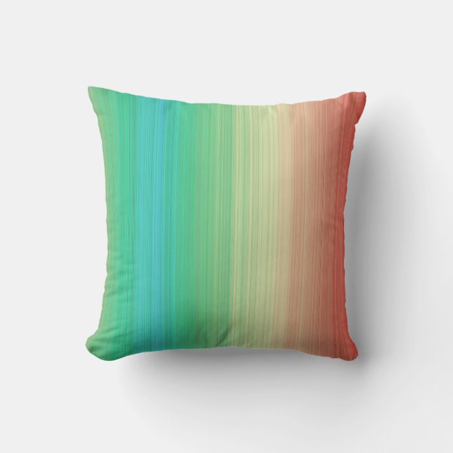 Red Yellow Green Blue Stripes Throw Pillow (Front)