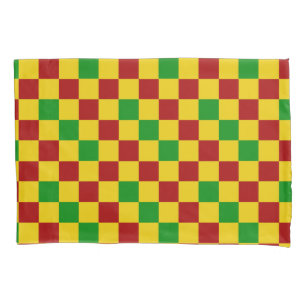 Red Yellow Green Chequered Pattern Design  Pillowcase