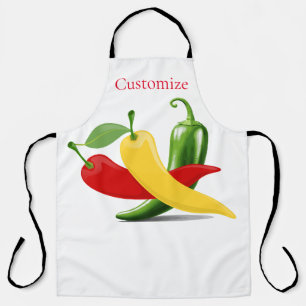 Red Yellow Green Chili Peppers Thunder_Cove Apron