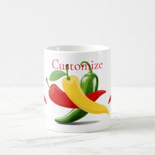 Red Yellow Green Chili Peppers Thunder_Cove Coffee Mug