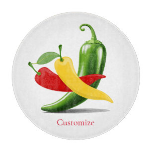 Red Yellow Green Chili Peppers Thunder_Cove Cutting Board