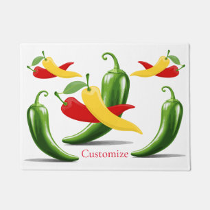 Red Yellow Green Chili Peppers Thunder_Cove Doormat