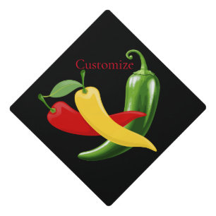 Red Yellow Green Chili Peppers Thunder_Cove Graduation Cap Topper