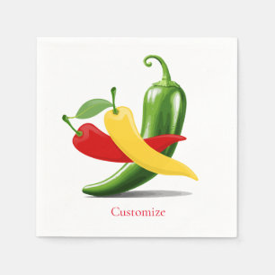 Red Yellow Green Chili Peppers Thunder_Cove Napkin
