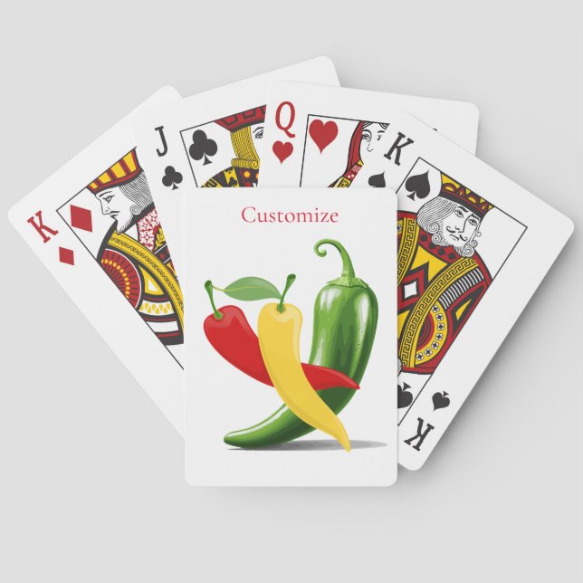 Red Yellow Green Chili Peppers Thunder_Cove Playing Cards (Back)