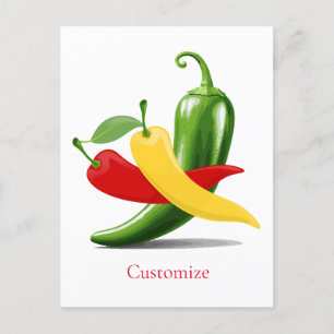 Red Yellow Green Chili Peppers Thunder_Cove Postcard