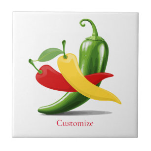 Red Yellow Green Chili Peppers Thunder_Cove Tile