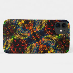 Red Yellow Green on Dark, Flowered shredded paper? iPhone 11 Case