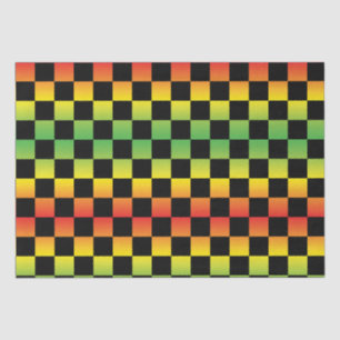 Red Yellow Green Rasta Ombre Chequerboard Tissue Paper