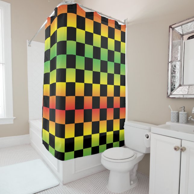  Red Yellow Green Rasta Ombre Chequered (In Situ)