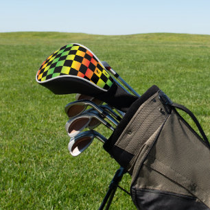  Red Yellow Green Rasta Ombre Chequered Monogram Golf Head Cover