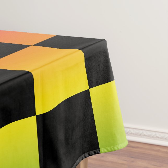  Red Yellow Green Rasta Ombre Chequered Tablecloth (In Situ)