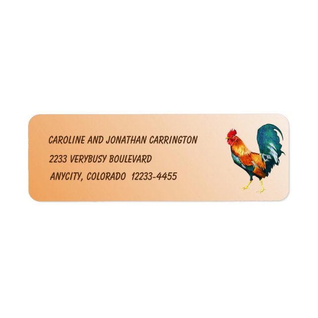 Red Yellow Green Rooster Bird Adresse de retour La (Devant)