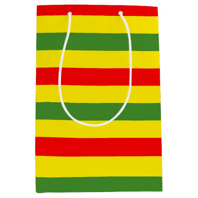Red Yellow Green Stripes Design Medium Gift Bag (Front)
