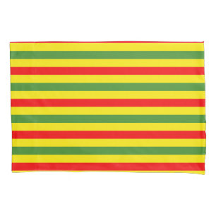 Red Yellow Green Stripes Design Pillowcase