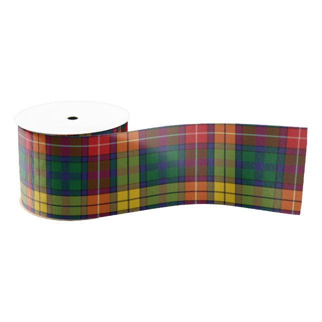 Red Yellow Green Tartan Clan Buchanan Plaid Grosgrain Ribbon (Spool)