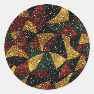 Red Yellow Green Waves of Festive Glitter Classic Round Sticker