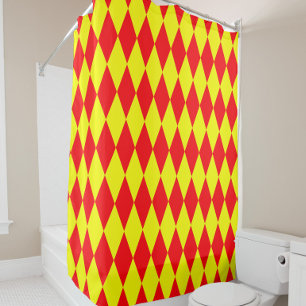 Red Yellow Harlequin Checkered Design