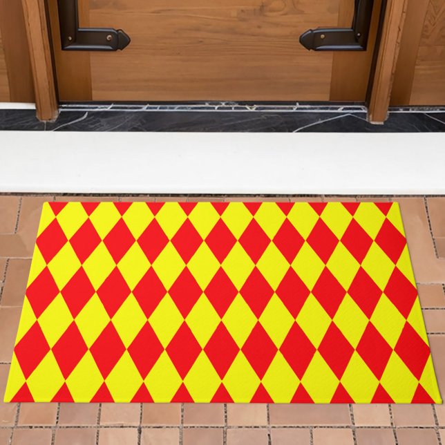 Red Yellow Harlequin Checkered Design  Doormat (Creator Uploaded)