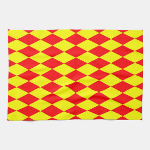 Red Yellow Harlequin Checkered Design  Kitchen Towel
