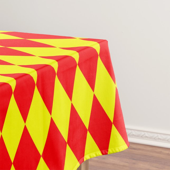 Red Yellow Harlequin Checkered Design  Tablecloth (Creator Uploaded)