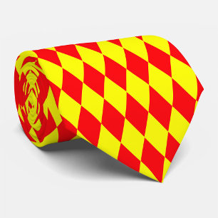 Red Yellow Harlequin Checkered Design  Tie