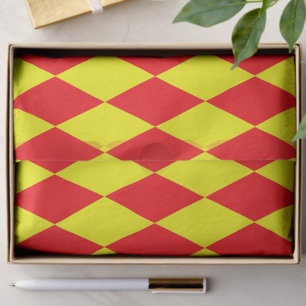 Red Yellow Harlequin Checkered Design Tissue Paper