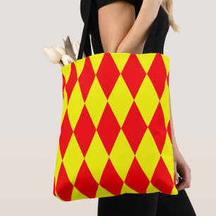 Red Yellow Harlequin Checkered Design  Tote Bag