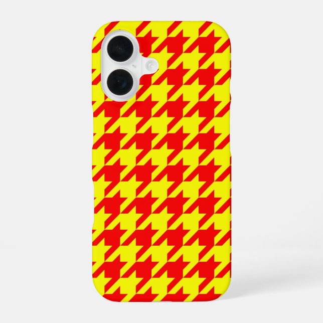 Red Yellow Houndstooth Design  iPhone 16 Case (Back)