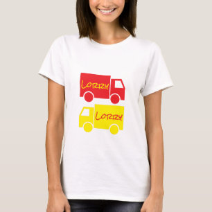 Red Yellow Lorry Trucks Retro Typography Art T-Shirt