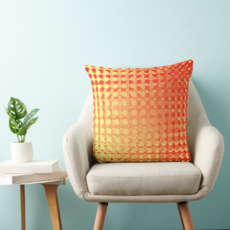 Red Yellow Multi Layer Polka Dot Fade Throw Pillow