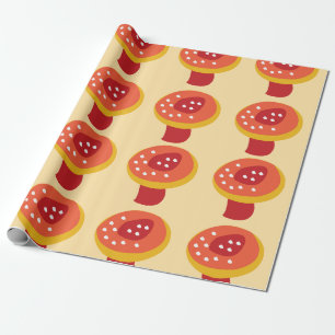 Red Yellow Mushroom Toadstool Wrapping Paper