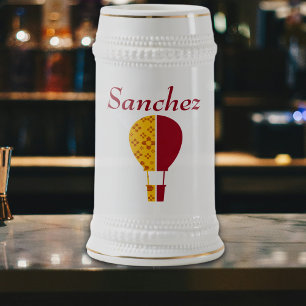 Red Yellow New Mexico Zia Hot Air Balloon Beer Stein