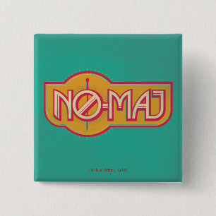 Red & Yellow NO-MAJ™ Badge 2 Inch Square Button