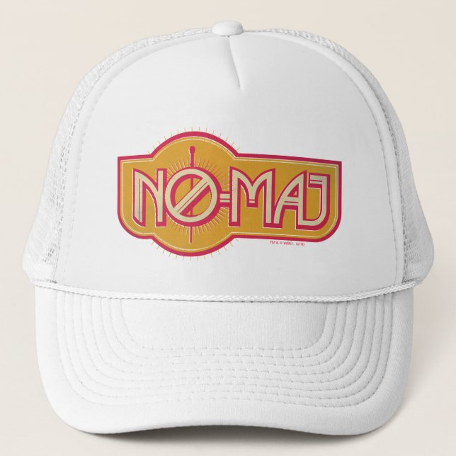 Red & Yellow NO-MAJ™ Badge Trucker Hat (Front)