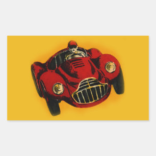 Red Yellow Old Auto Racing Car Sticker