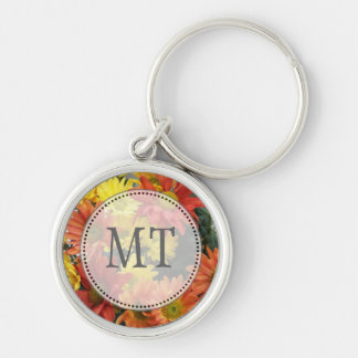 Red, yellow, orange colourful autumn daisy keychain