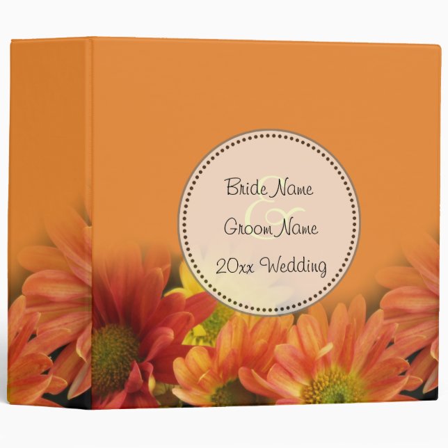 Red, yellow, orange daisy flowers wedding binder (Front/Spine)