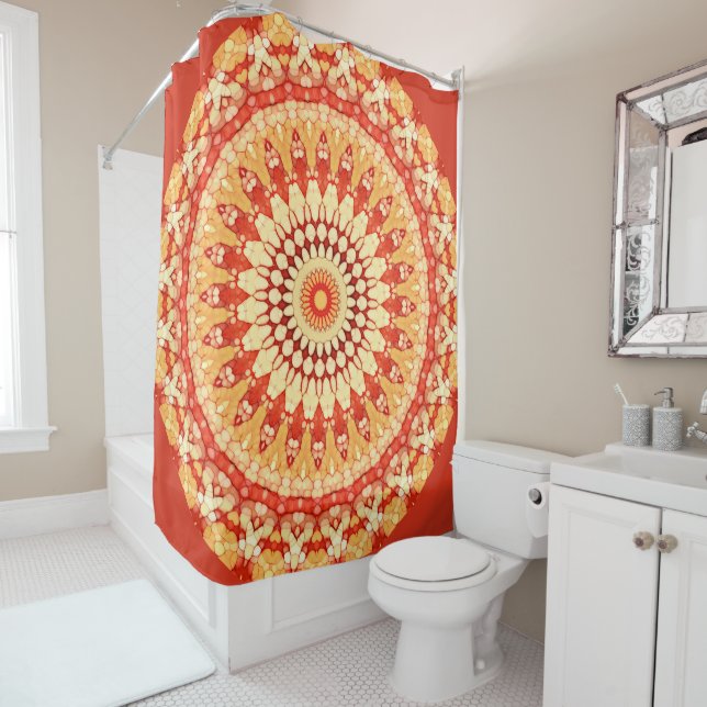 Red Yellow Orange Summer Sun Mandala Pattern (In Situ)