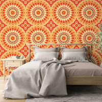 Red Yellow Orange Summer Sun Mandala Pattern