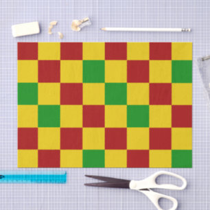 Red Yellow Pink Checkered Pattern Design  Tissue Paper