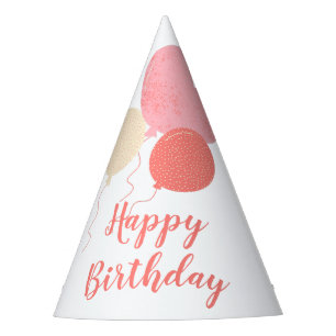 Red Yellow Pink Cute Balloons Happy Birthday  Party Hat