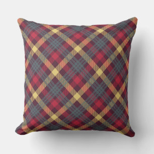 Red/Yellow/Pink Plaid Reversible Pillow